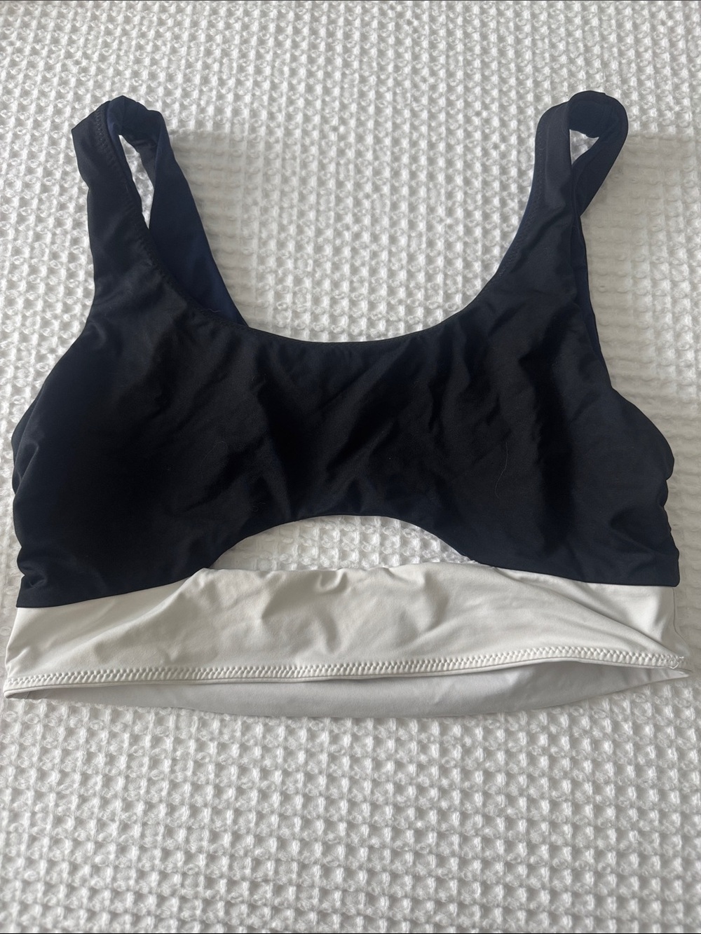 Reversible black and navy bikini top